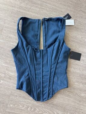 JLUXLABEL Dark Wash Denim Corset Top